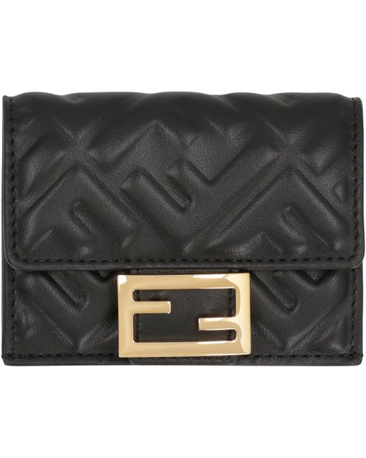 Fendi Gray Micro Tri-Fold Wallet Baguette
