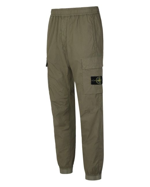 Stone Island Green Cargo Pants In Cotton Fabric for men