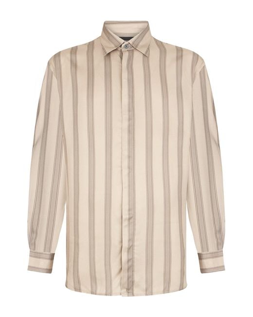 Emporio Armani Natural Satin Striped Shirt for men