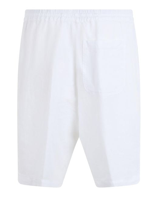 120% Lino White Linen Shorts for men