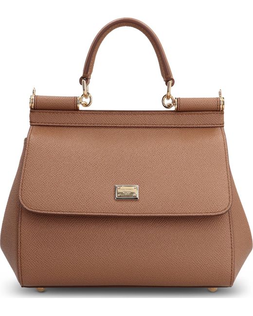 Borsa a mano Sicily media in pelle di Dolce & Gabbana in Brown