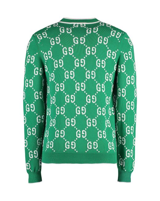 Gucci Green Logo Detail Cotton Cardigan for men