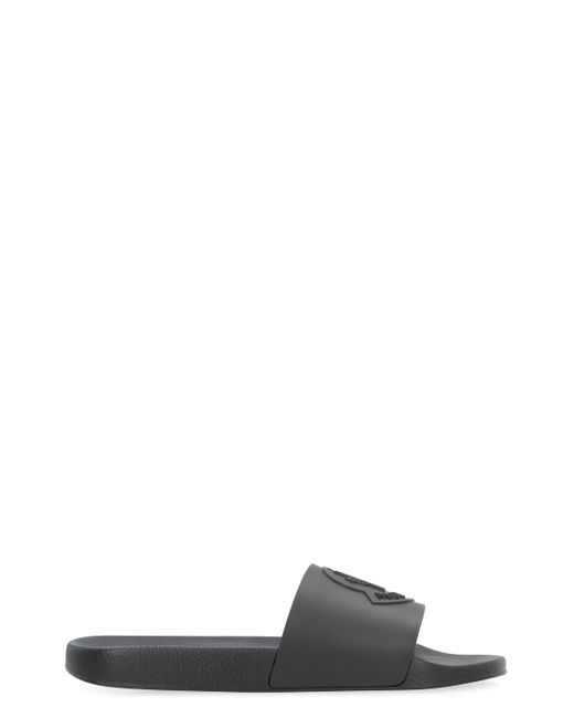 Slides Basile in gomma di Moncler in Black da Uomo