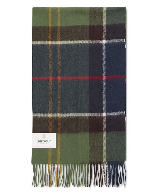 Sciarpa a quadri con frange di Barbour in Green da Uomo