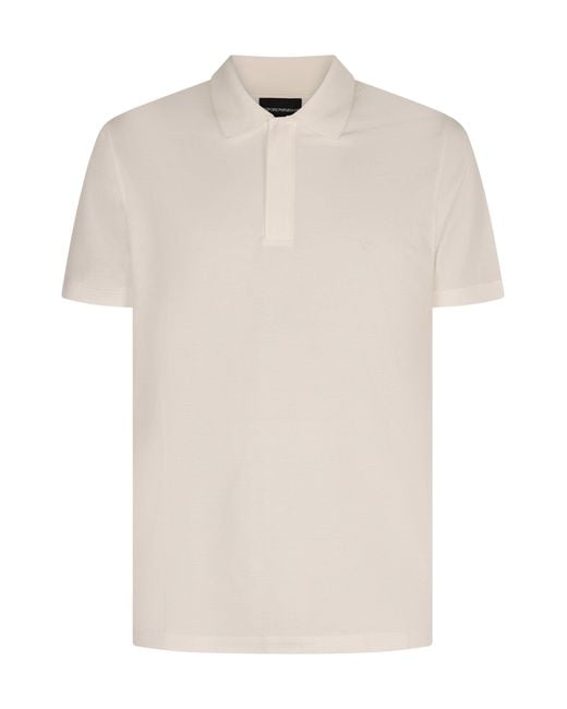Emporio Armani Natural Knitted Cotton Polo Shirt for men