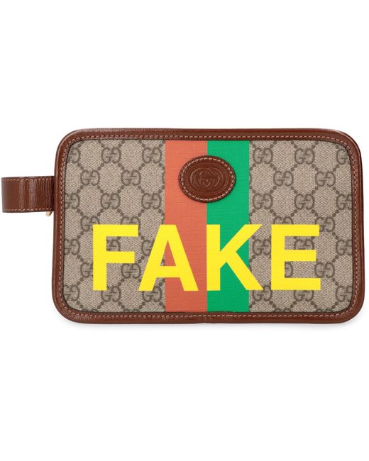 Gucci Natural 'fake/not' Print Cosmetic Case for men