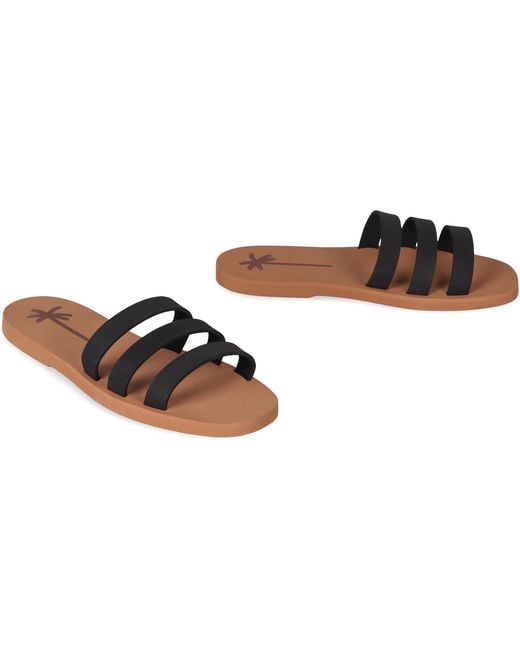 Manebí Black Eva Flat Sandals