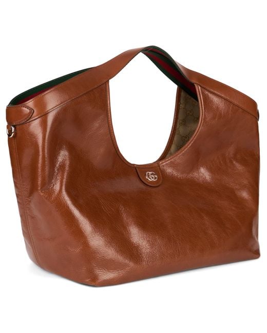 Gucci Brown Giant Leather Shopping Bag Lily