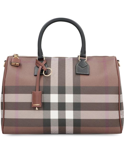 Burberry Brown Coated Canvas Medium Bowling Bag