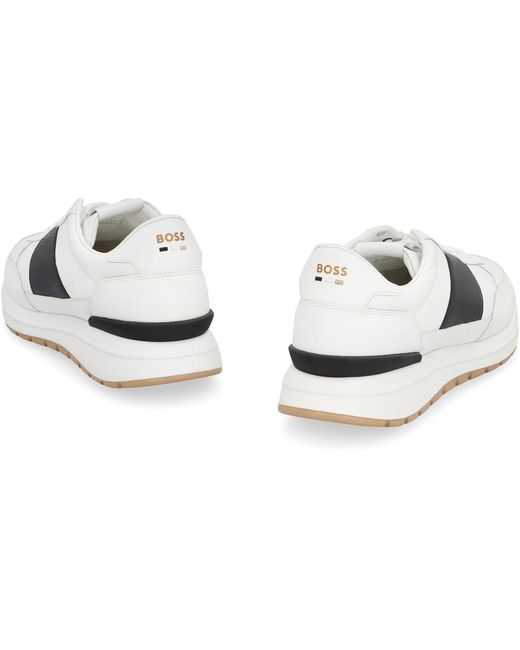Boss White Jace Leather Low-top Sneakers for men