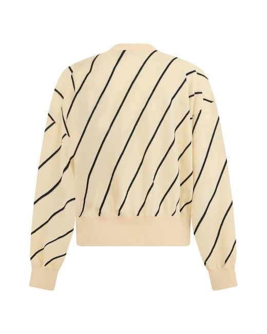 Versace Natural Pullover With Diagonal Stripes
