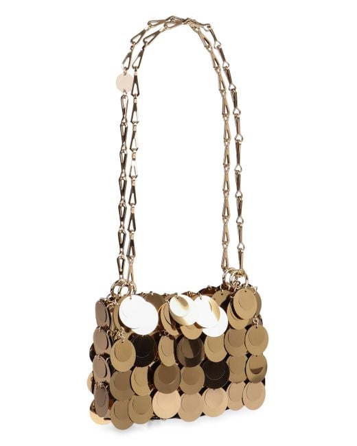 Rabanne White Sparkles Discs Nano Bag
