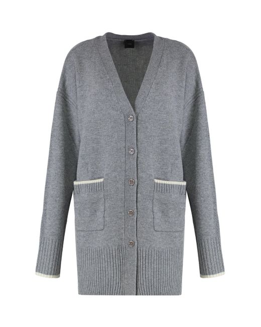 Pinko Gray Tasmania Wool And Cashmere Cardigan
