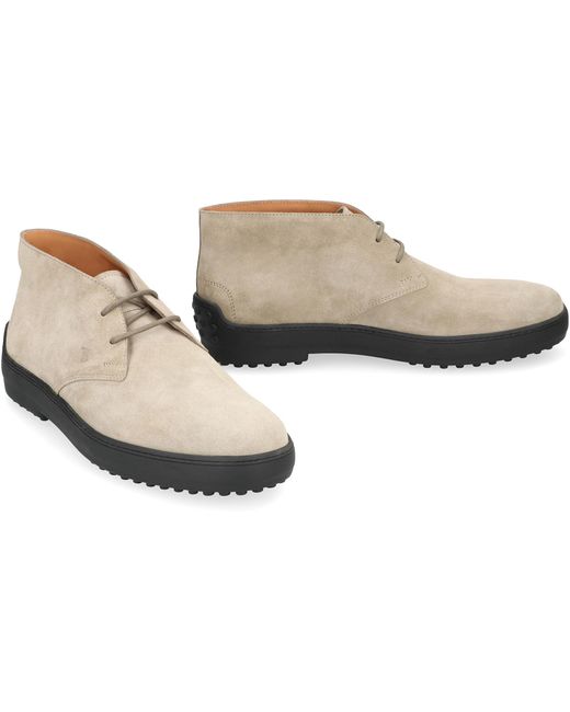 Tod's Brown Winter Gommino Suede Ankle Boots for men