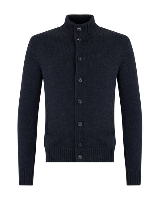 Slowear Blue Slowwear Cardigan With Ribbed Collar And Button Front for men