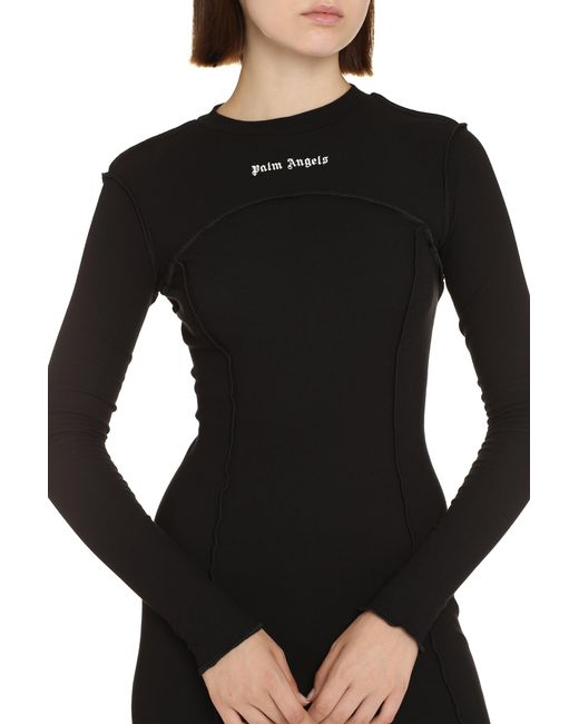 Palm Angels Black Jersey Mini Dress