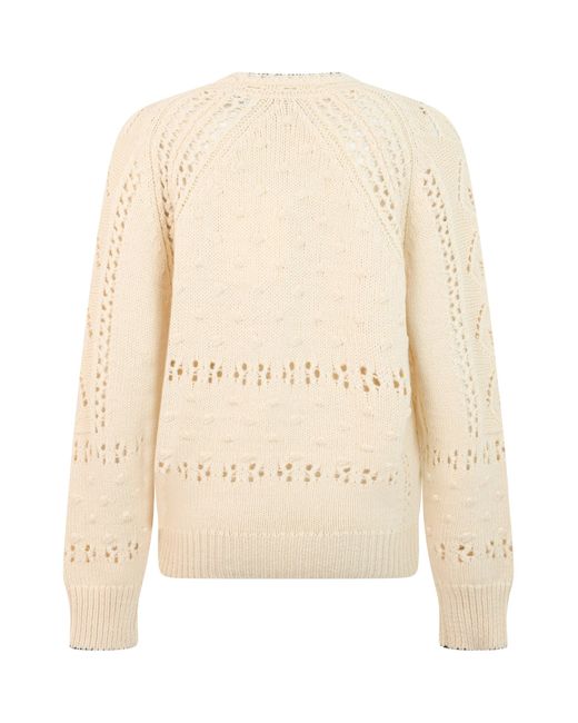 Isabel Marant Natural Long-Sleeve Round-Neck Pullover Sweater