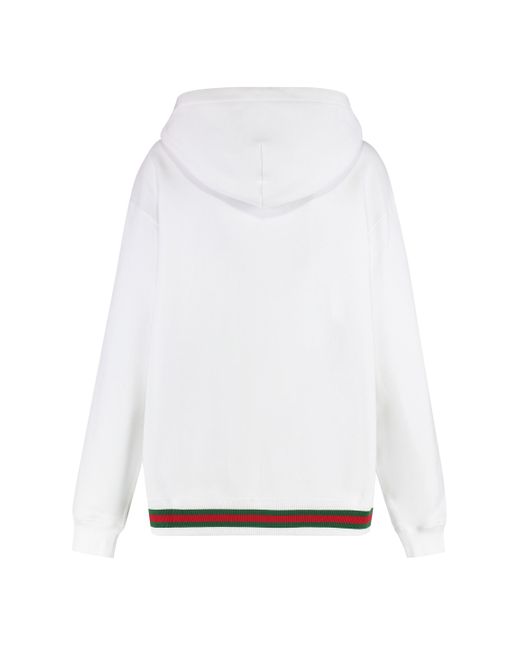 Gucci White T-Shirt Full Zip Cotton Hoodie