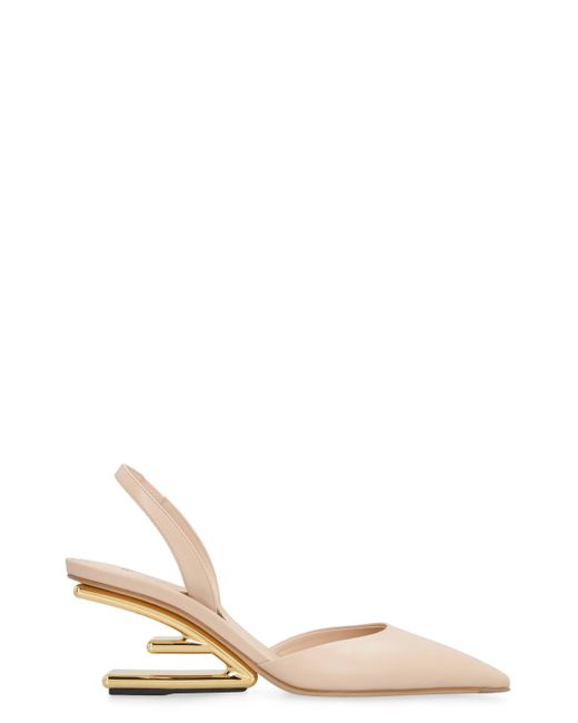 Fendi White First Leather Slingback Pumps