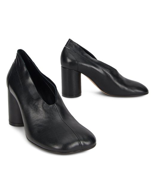 MM6 by Maison Margiela Black Anatomic Court Nappa Leather High-Heel Shoes