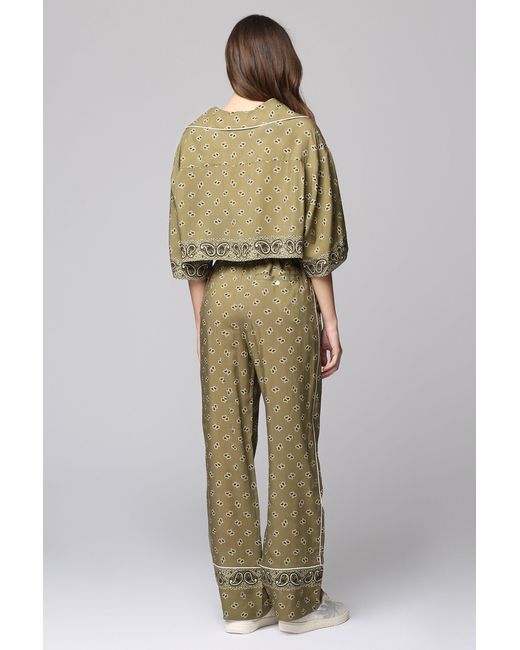 Palm Angels Green Paisley Motif Elastic Waist Trousers For