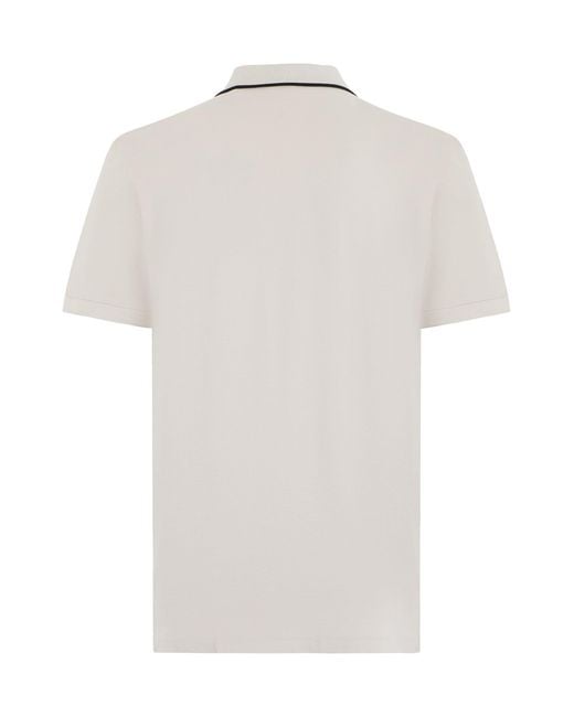 Boss White Cotton Polo With Zipper for men