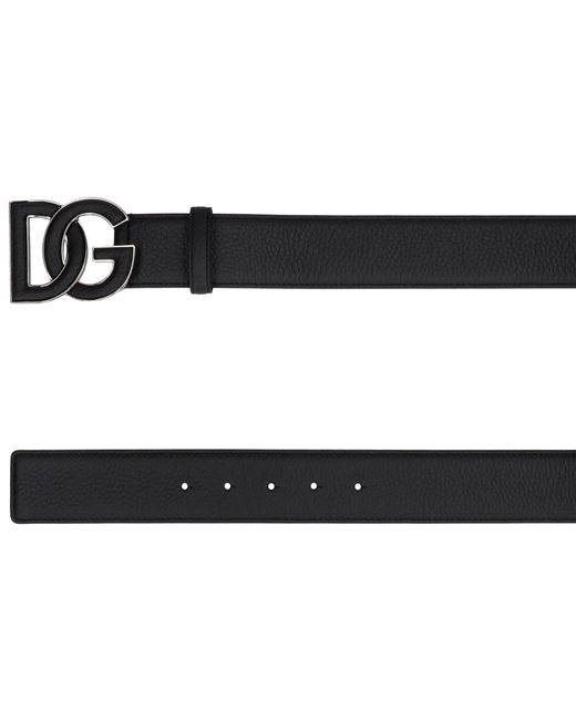 Cintura in pelle di vitello con fibbia di Dolce & Gabbana in Black da Uomo