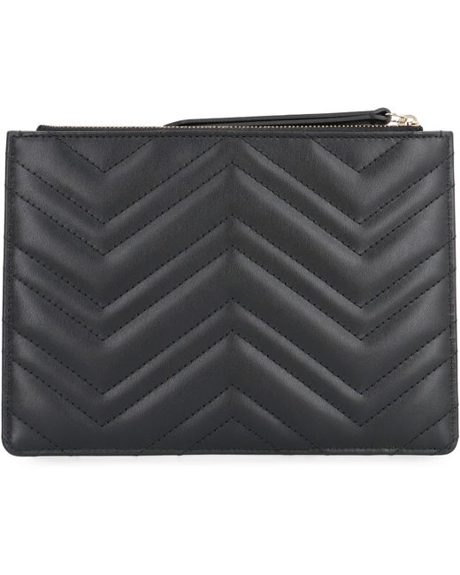 Gucci Gray Gg Marmont Leather Flat Pouch