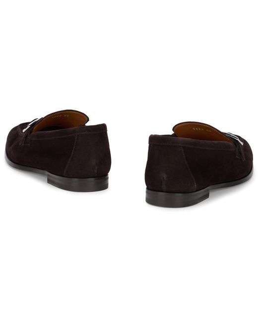 Doucal's Black Suede Loafers With Buckle for men