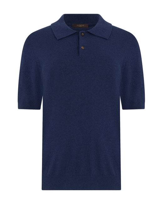 Slowear Blue Short Sleeve Polo Sweater for men