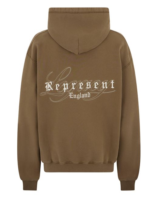 Represent Brown Hoodie With Embroidered Logo for men