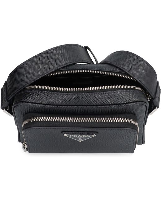 Borsa messenger con logo di Prada in Black da Uomo