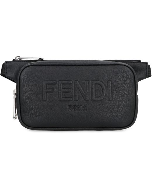 Fendi Gray Leather Belt Bag for men