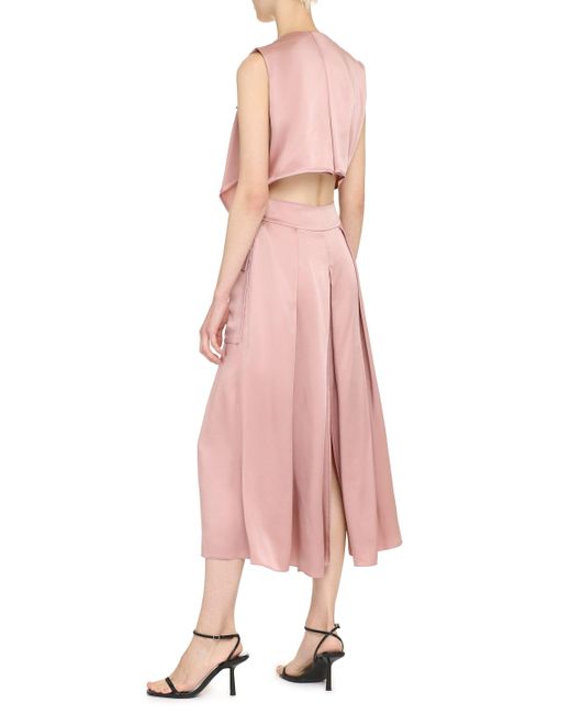 Victoria Beckham Pink Midi Dress With Belt