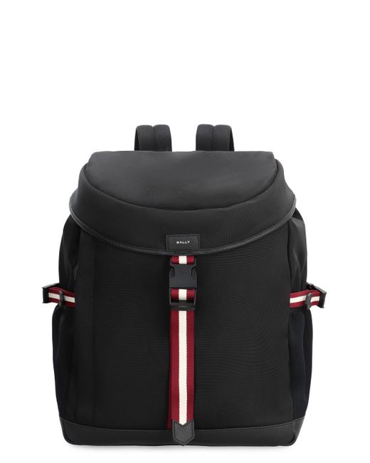 Bally Black Leather Details Nylon Backpack for men
