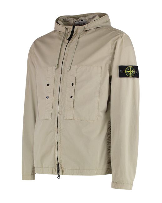 Giacca in cotone con cappuccio di Stone Island in Natural da Uomo