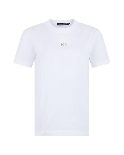 Dolce & Gabbana White Cotton T-Shirt With Short Sleeves