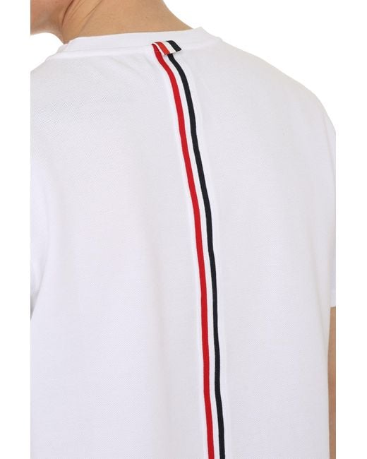 Thom Browne White Cotton Piqué T-Shirt for men