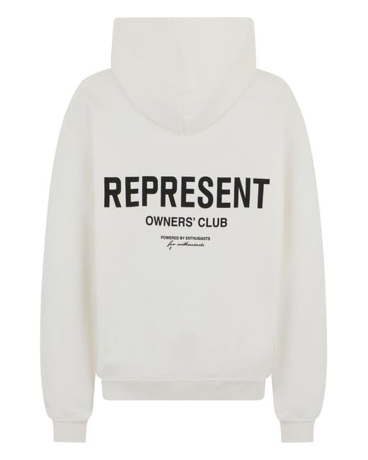 Represent White Hooded Owners Club Sweatshirt for men