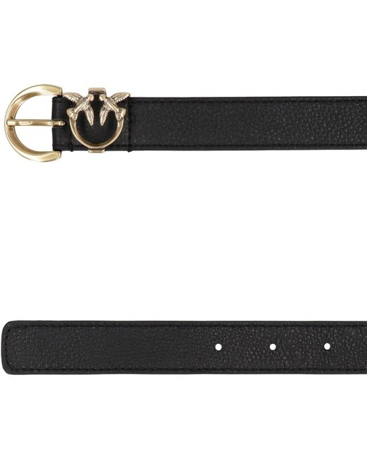 Pinko Black Logo Buckle Leather Belt