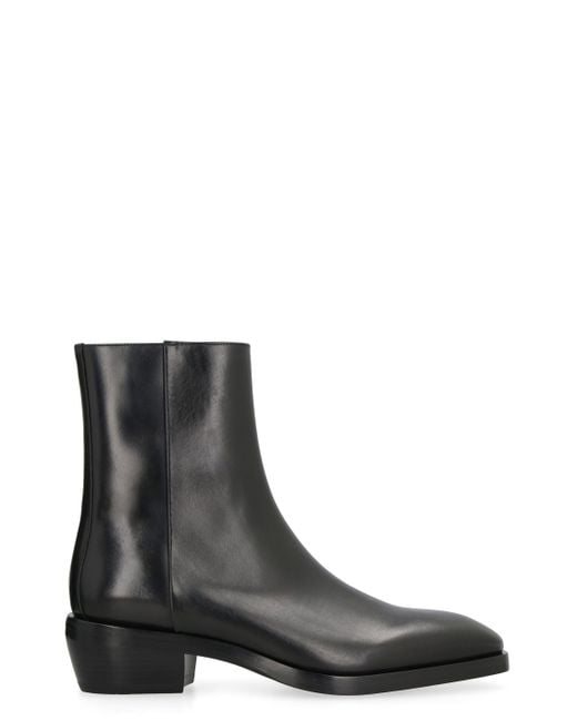 Ferragamo Black Leather Ankle Boots for men