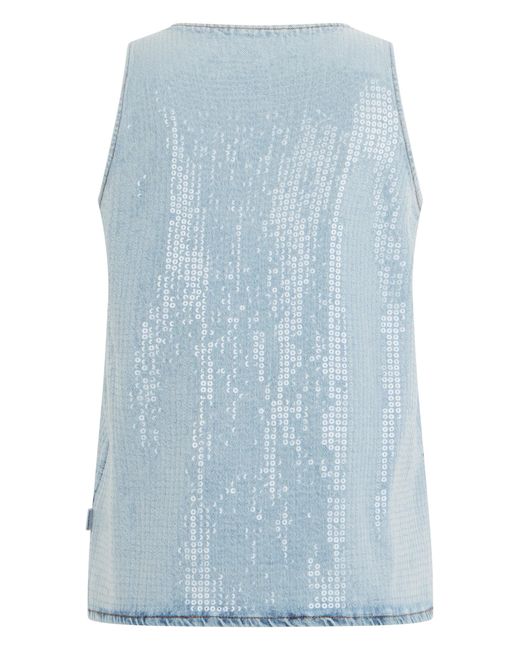 7 For All Mankind Blue Denim Top With Sequins