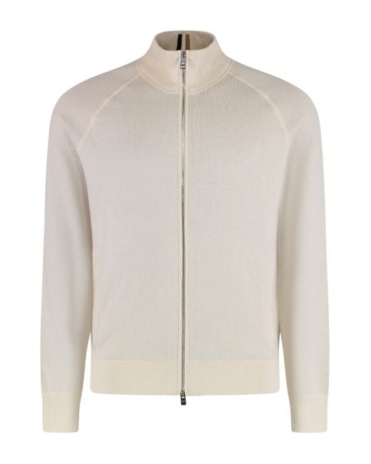 Boss Natural High Collar Zipped Cardigan for men