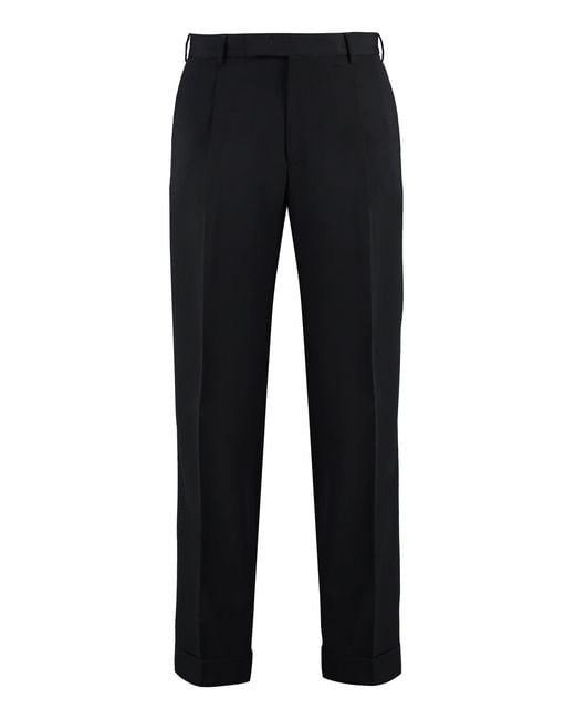 PT01 Black Virgin Wool Trousers for men