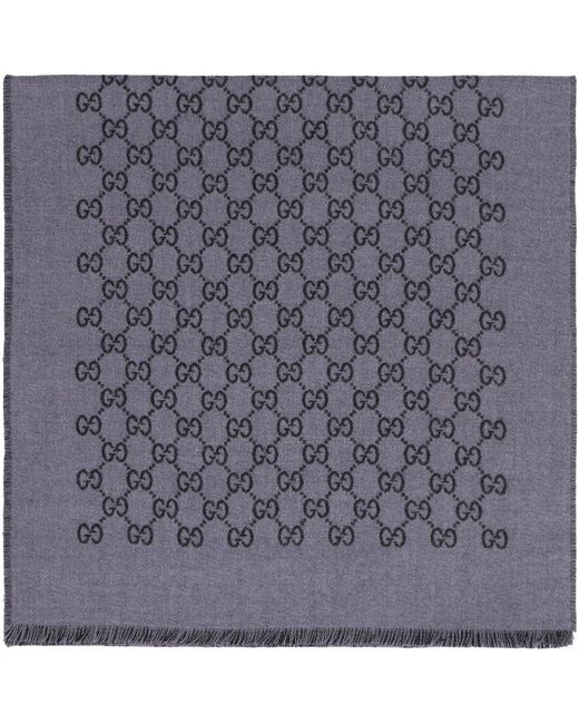 Gucci Gray Wool Gg Jacquard Scarf for men