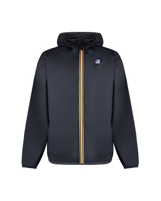 K-Way Blue Claude Hooded Nylon Jacket for men
