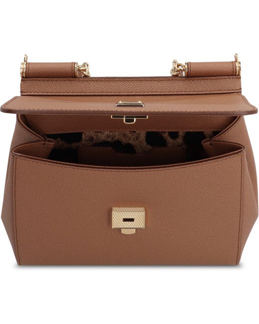 Dolce & Gabbana Brown Sicily Media Leather Handbag