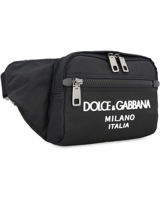Dolce & Gabbana Black Sporty Chic Canvas Belt Handbag for men