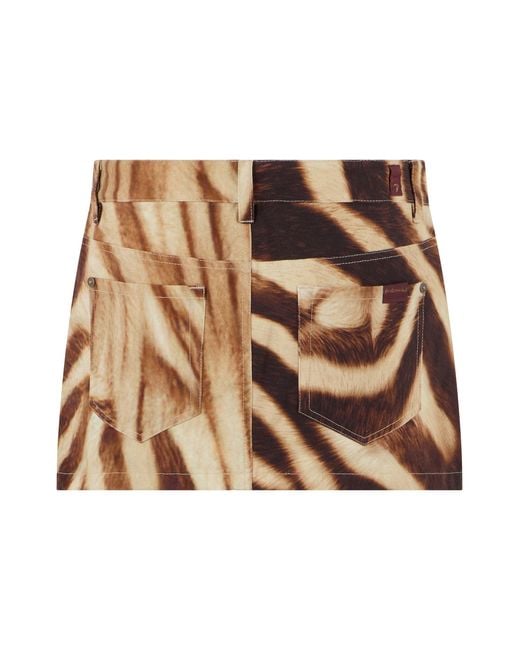 7 For All Mankind Brown Animal Print Skirt With Low Waist