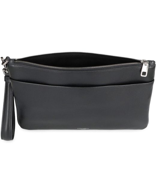 Dolce & Gabbana Gray Leather Clutch for men